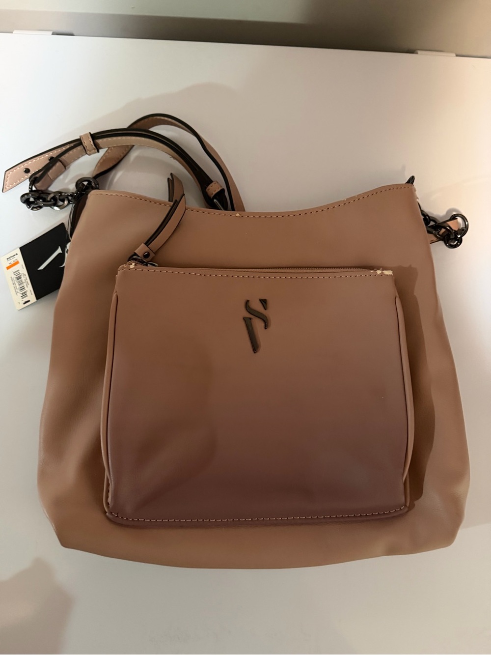 Simply Vera Vera Wang Taupe Shoulder Bag with Front Pocket
